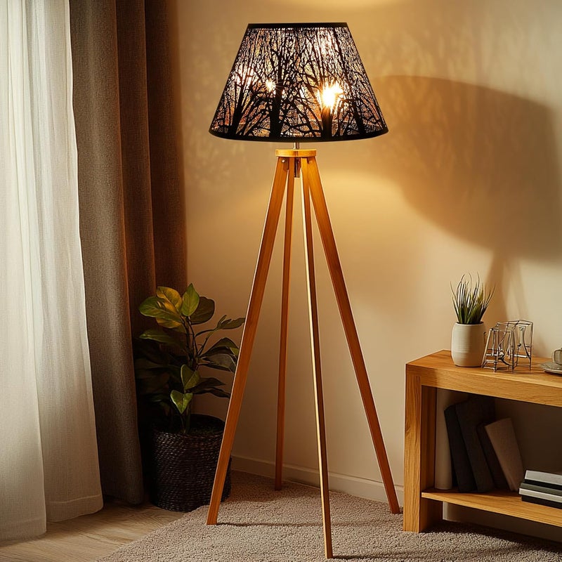 ALUCSET Medium Lamp Shade, Barrel Metal Lampshade with Pattern of Trees Lampshade for Table Lamp, 7x13x7.8 inch, Metal Lampshades, Spider - Image 3